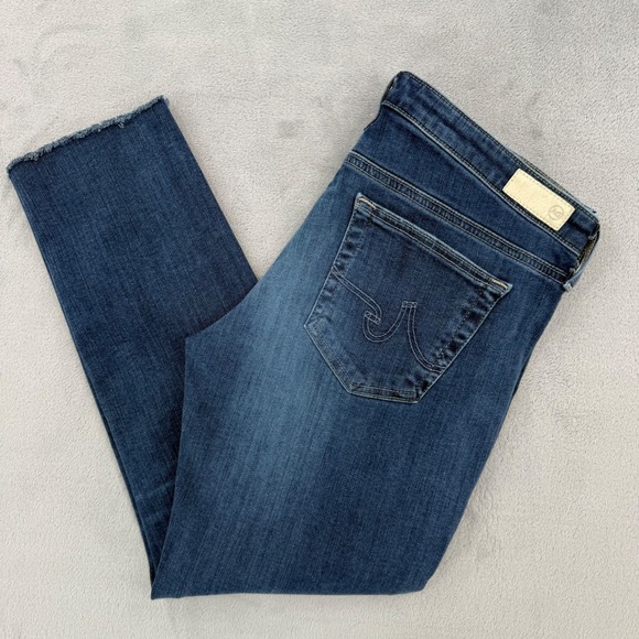 Ag Adriano Goldschmied Denim - AG Adriano Goldschmied The Stilt Crop Cigarette Jeans Raw Hem Blue Size 30